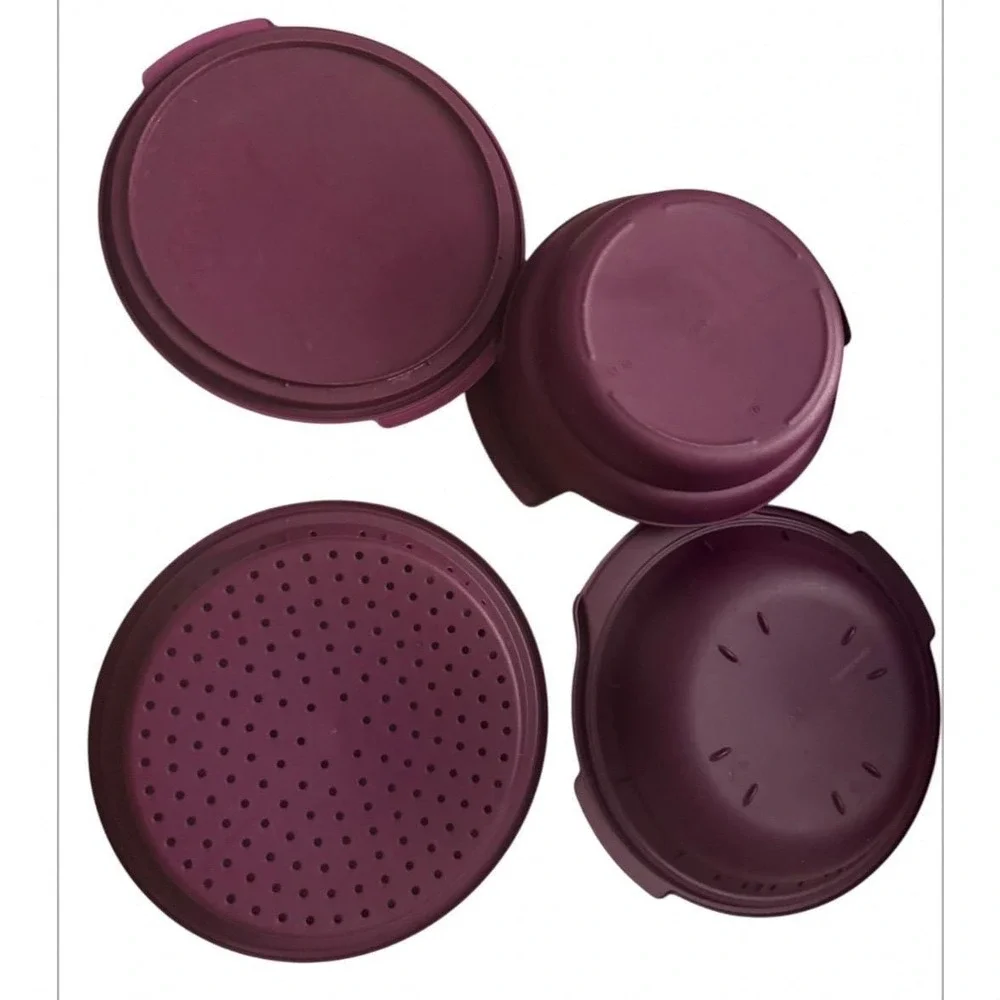 Tupperware Smart Steamer Microwave Multi Cooker 4- Piece Set Purple NEW